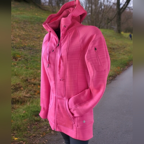 90 Degrees Florescent Pink Zip-Up Hoodie - Picture 3 of 8